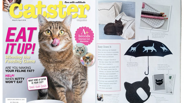Xenotees' Cat Nap Pillowcases are featured in the Catster Magazine article, "Cat Decor Ideas and Tips From a Pro"