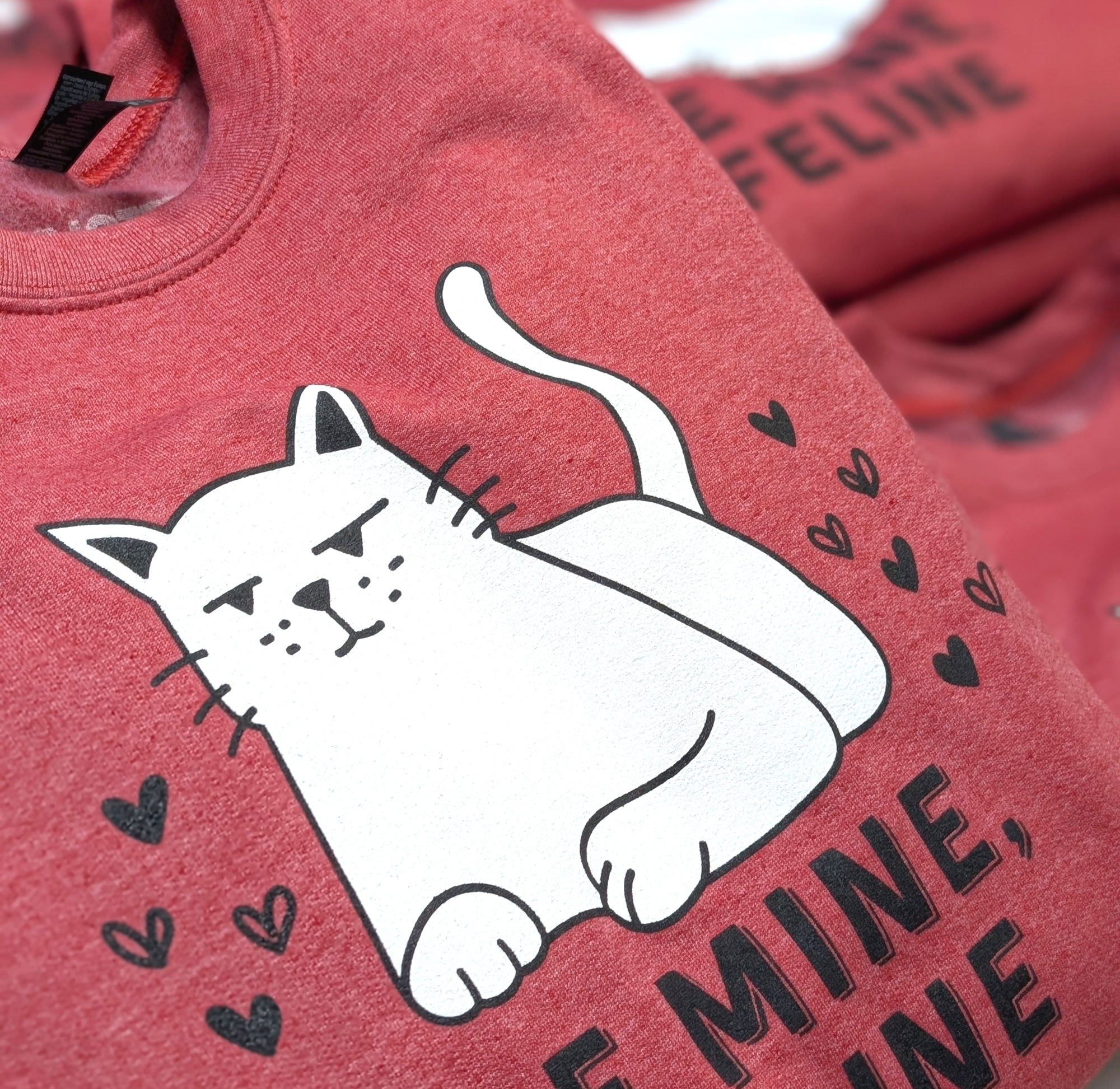 Funny Be Mine Feline Cat Lover Valentine Sweatshirt Sweatshirts Xenotees