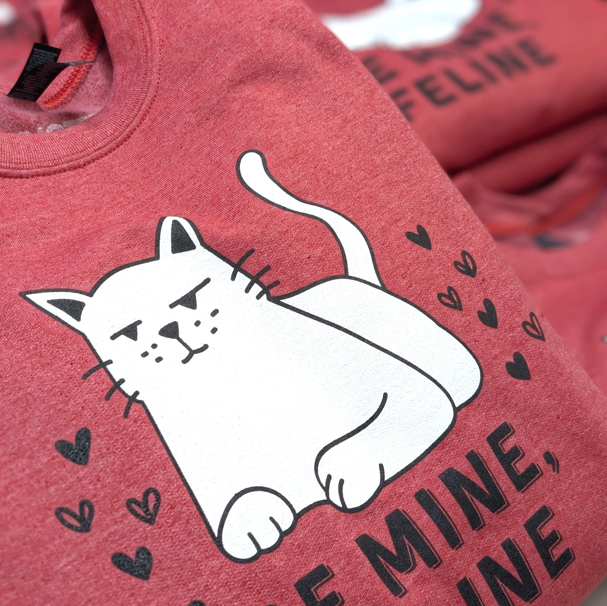 Funny Be Mine Feline Cat Lover Valentine Sweatshirt Sweatshirts Xenotees