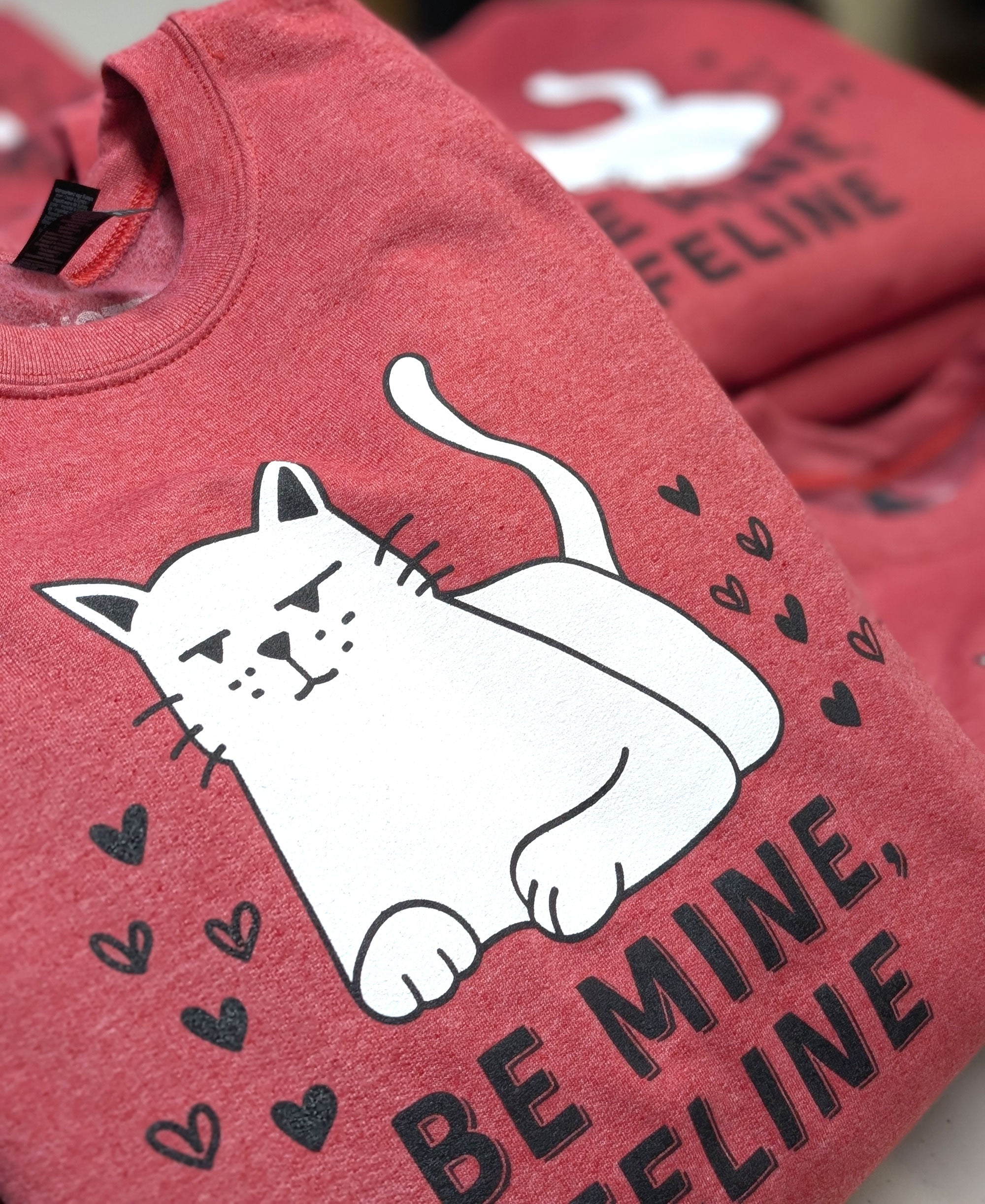 Funny Be Mine Feline Cat Lover Valentine Sweatshirt Sweatshirts Xenotees