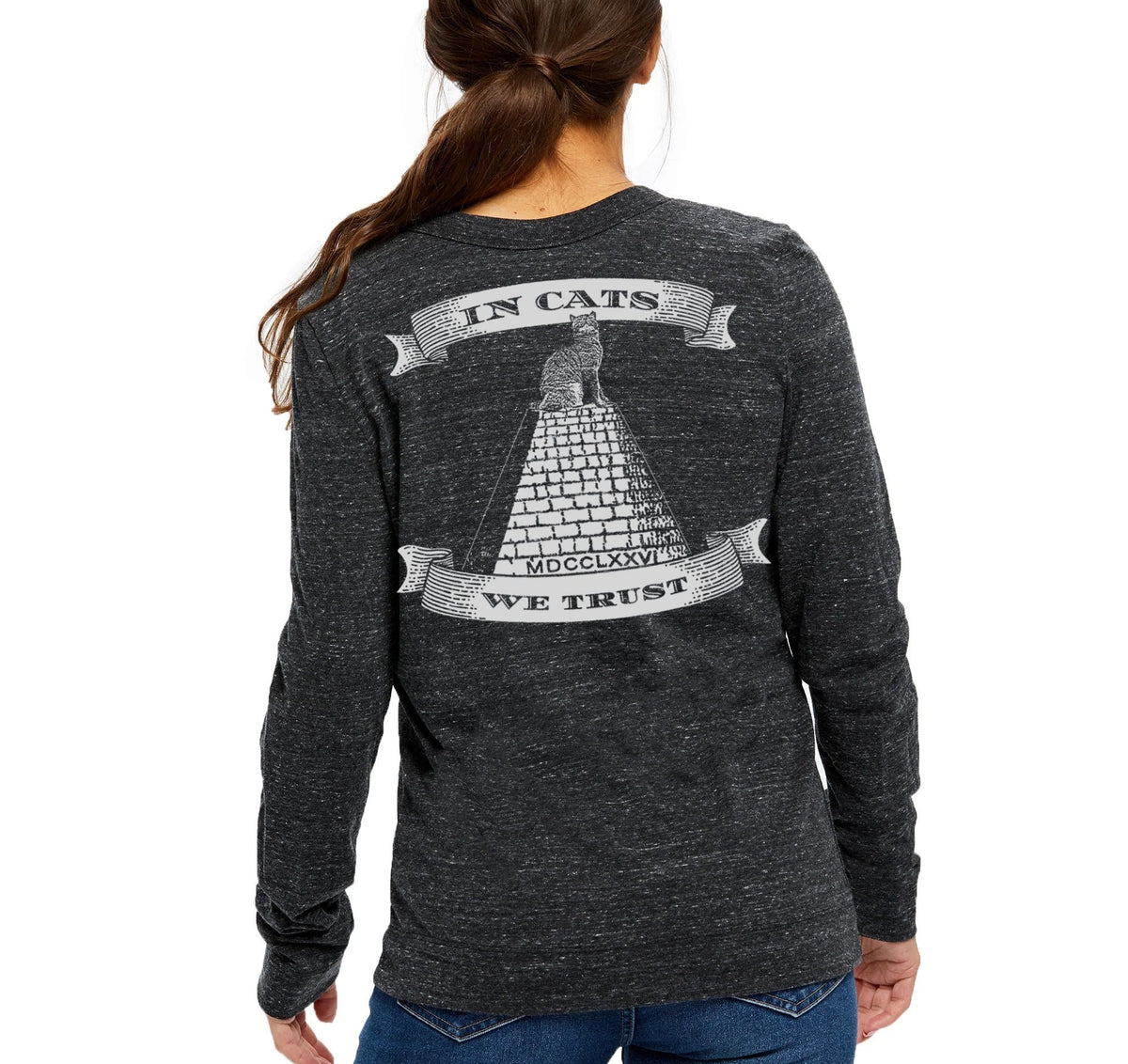 In Cats We Trust V-Neck Cardigan Sweatshirts Xenotees