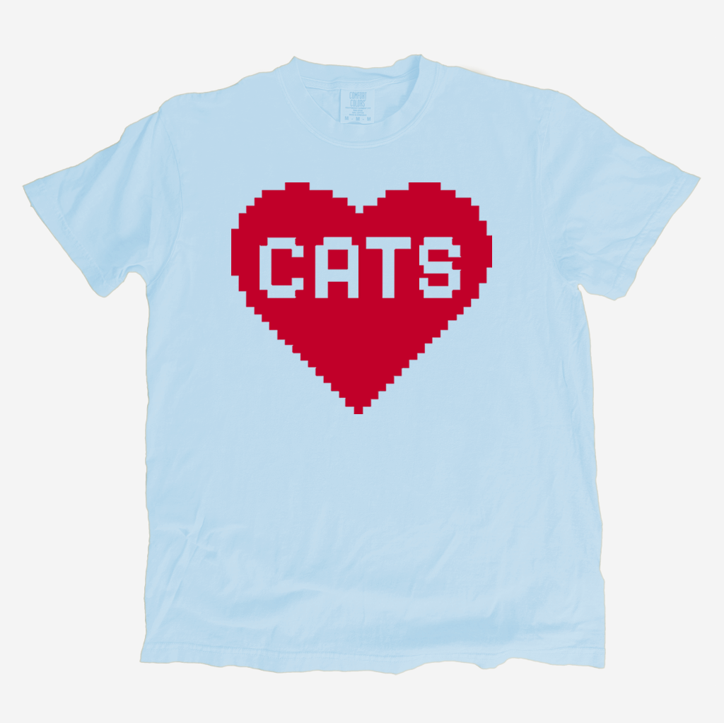 Pixel Heart Cats T-Shirt Men Tshirts Xenotees