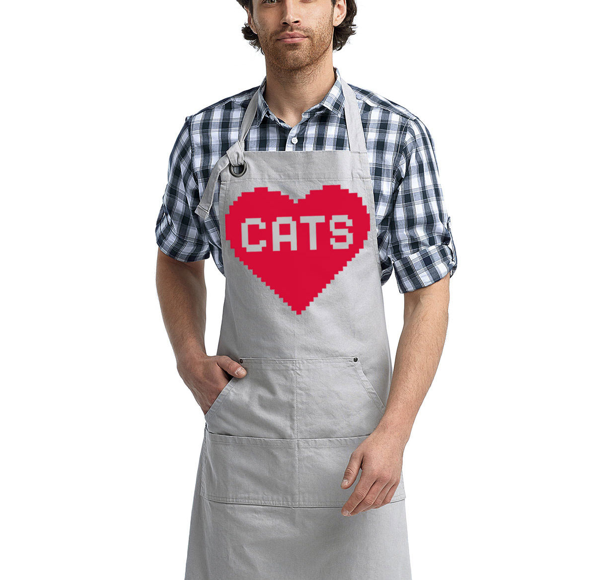 Cat Lover 8-bit Gaming Inspired Canvas Pocket Apron Apron Xenotees