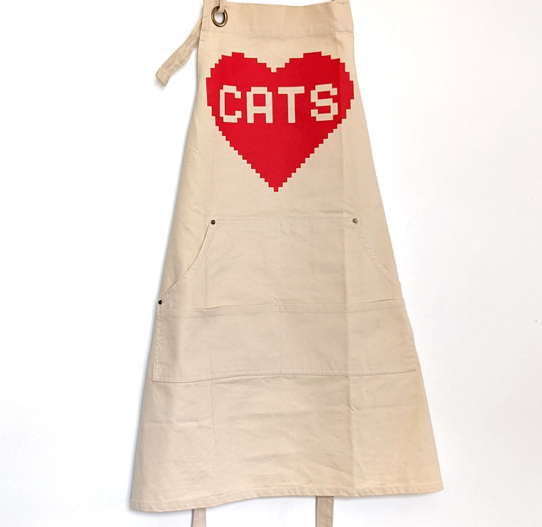 Cat Lover 8-bit Gaming Inspired Canvas Pocket Apron Apron Xenotees