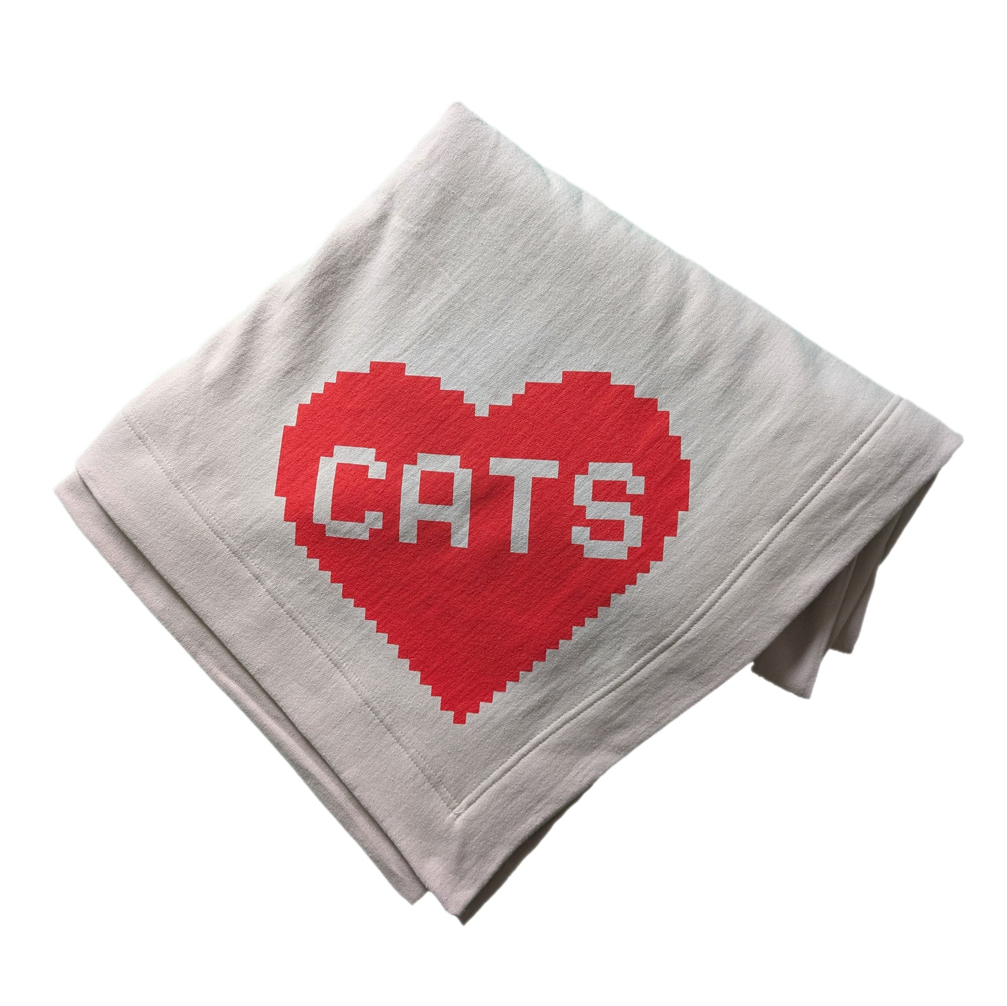 Geeky Cat Lover 8-Bit Gaming Heart Throw Blanket for Feline Parents