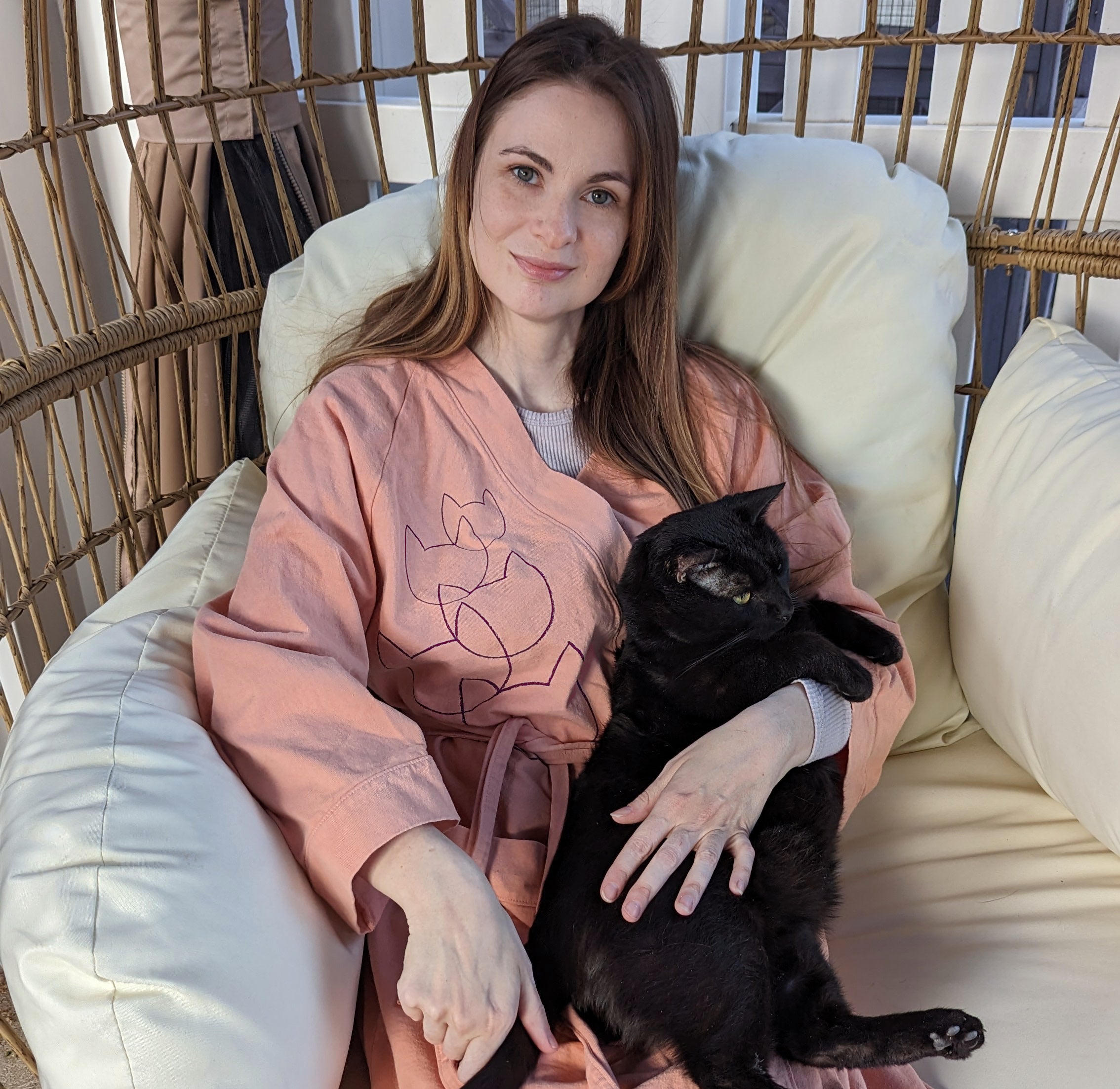 Cotton Cat Lady Robe with Pockets Made in the USA