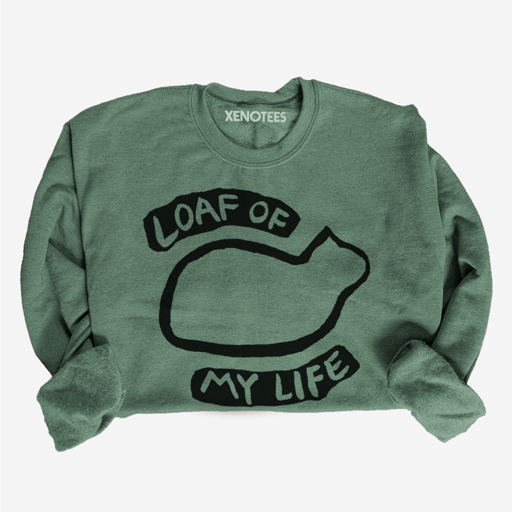Cat Loaf Funny Women's Sweatshirt in Green
