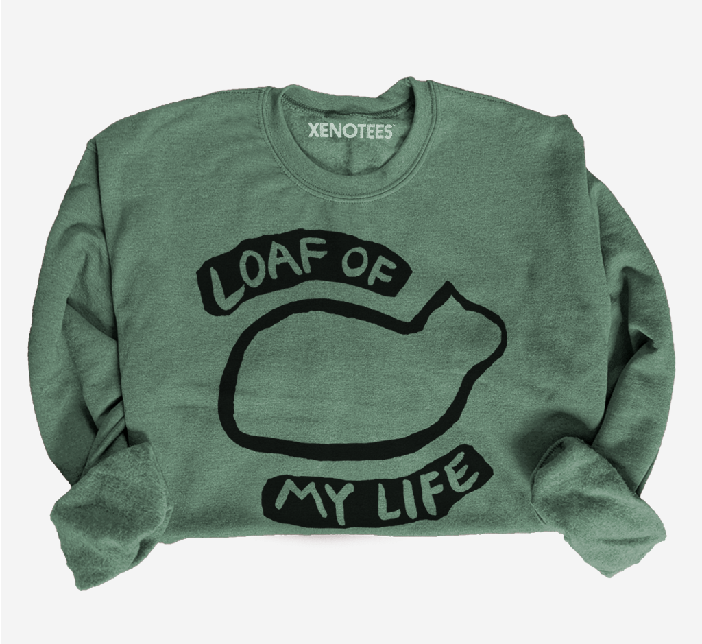 Cat Loaf Funny Women's Sweatshirt in Green