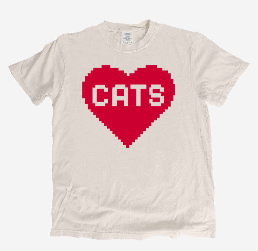 MineCat 8 Bit Graphic Tee | Funny Cat Lover Heart T Shirt for Men Women