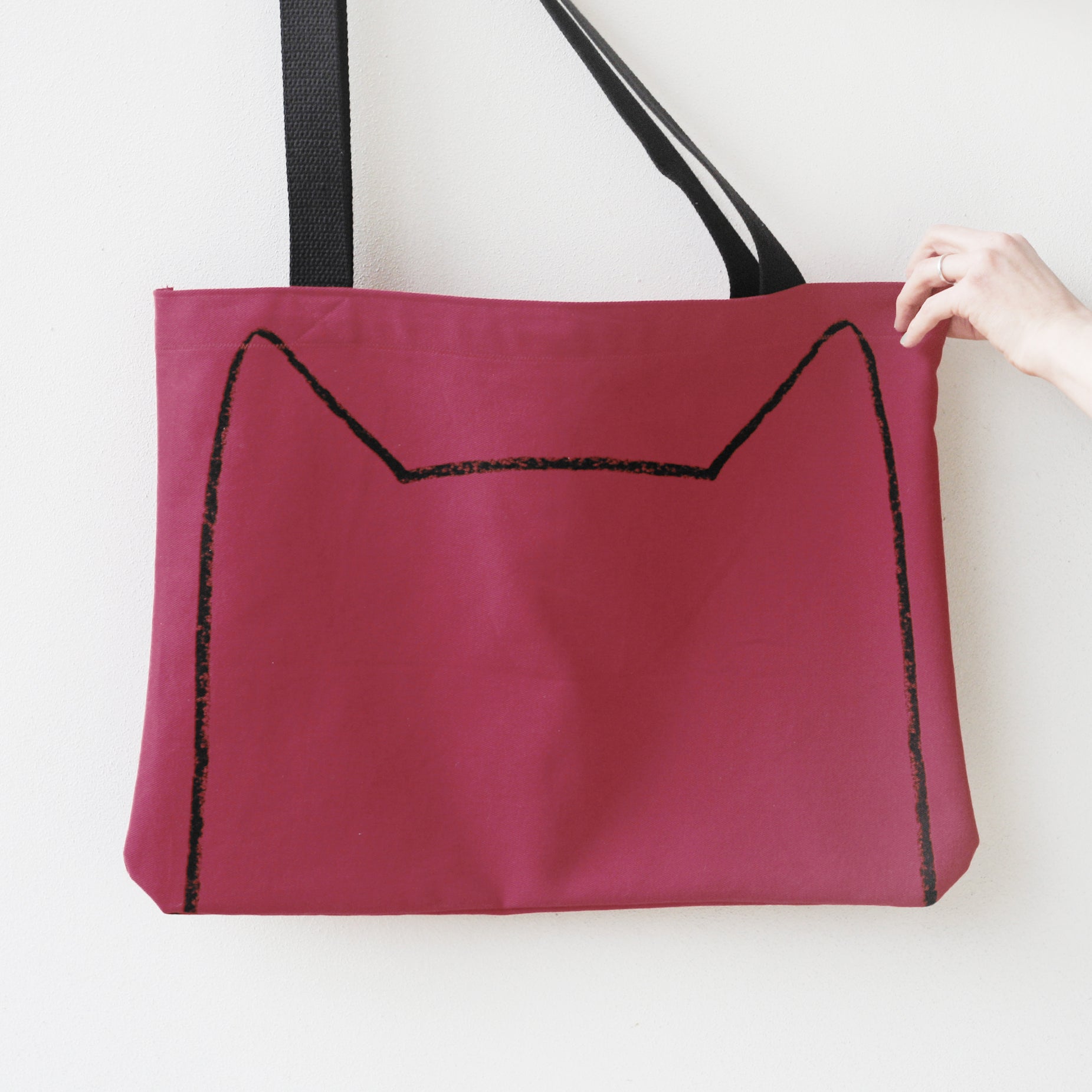 Dusty Pink Cat Lover Handmade Oversized Shopping Tote Bag with Long Handles