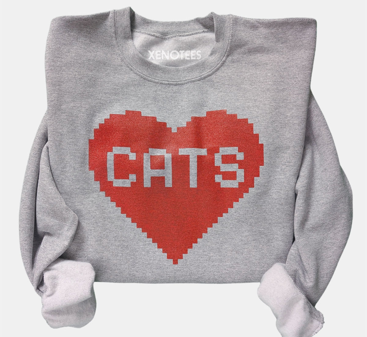 MineCat 8 Bit Cat Lover Heart Gaming Sweatshirt Sweatshirts Xenotees