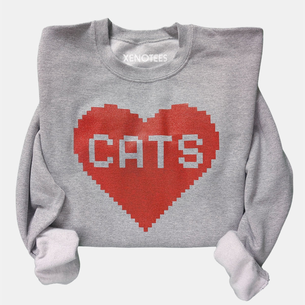 MineCat 8 Bit Cat Lover Heart Gaming Sweatshirt Sweatshirts Xenotees