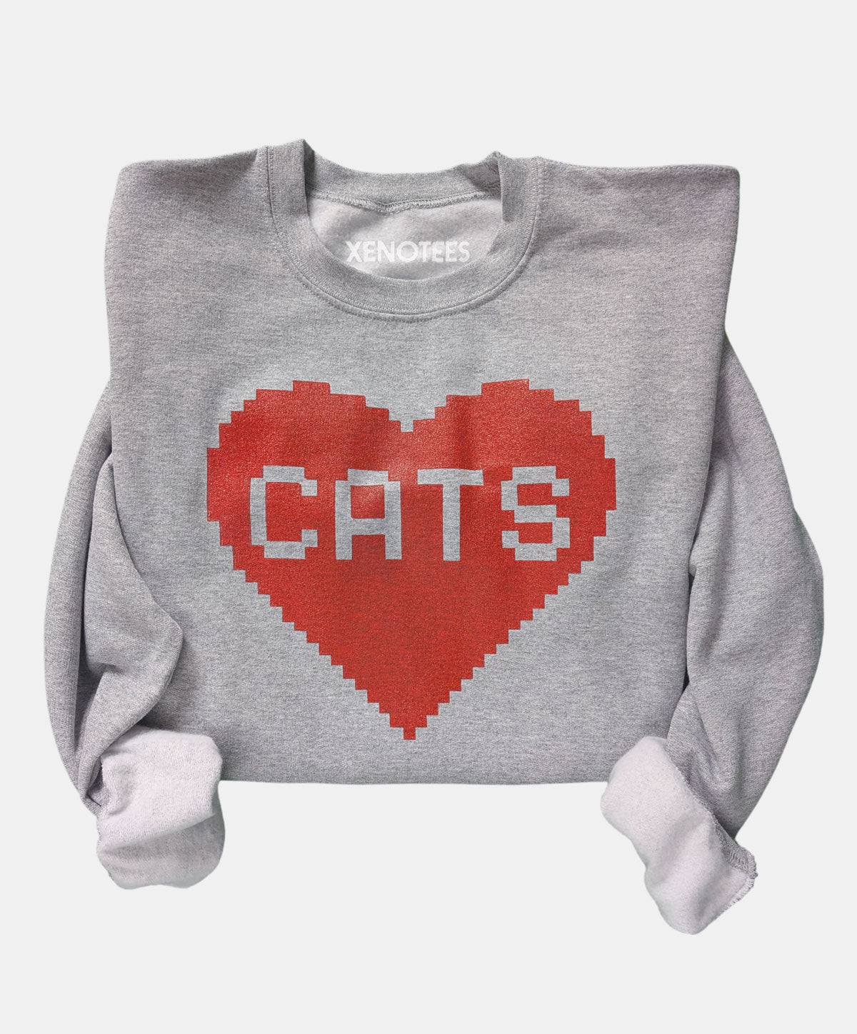 MineCat 8 Bit Cat Lover Heart Gaming Sweatshirt Sweatshirts Xenotees