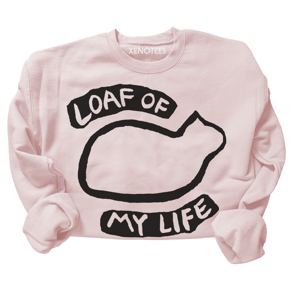 Cat Loaf Funny Women's Sweatshirt in Pink