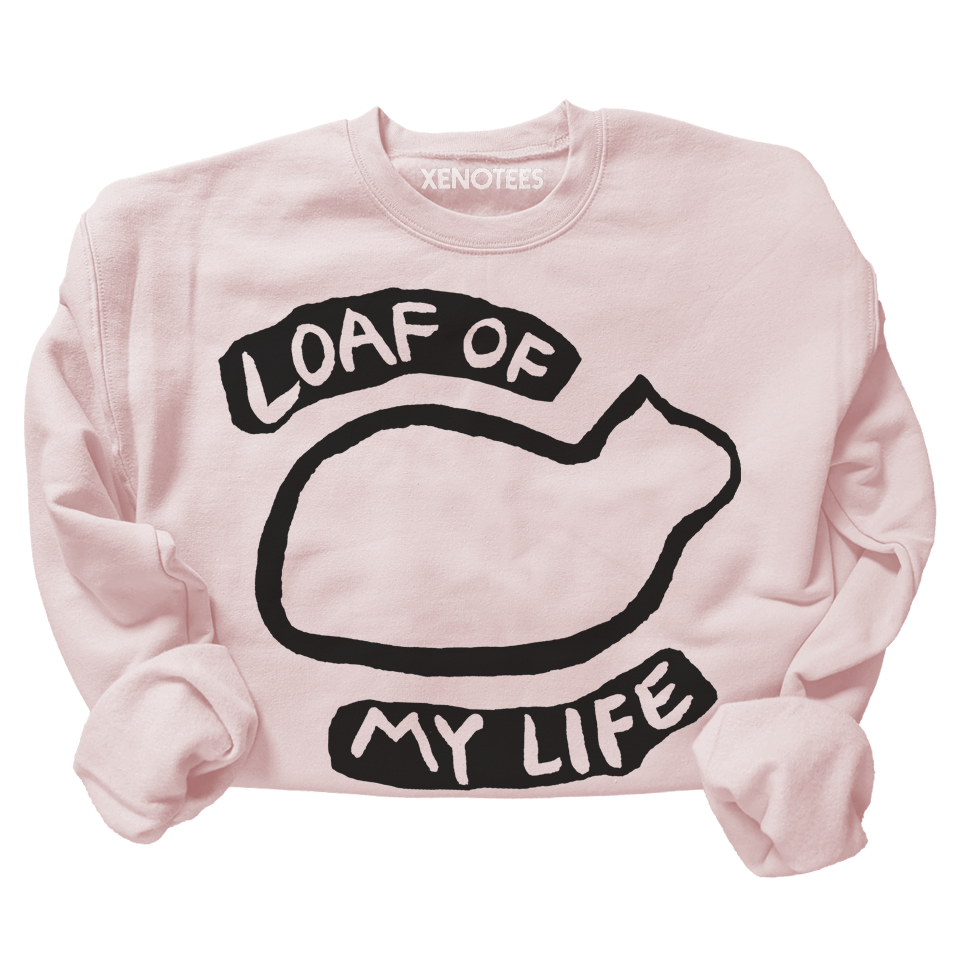 Cat Loaf Funny Women's Sweatshirt in Pink