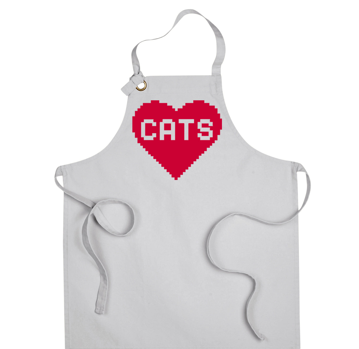 Cat Lover Aprons: 8 Bit Cat Heart Design for Adults in Cotton Canvas