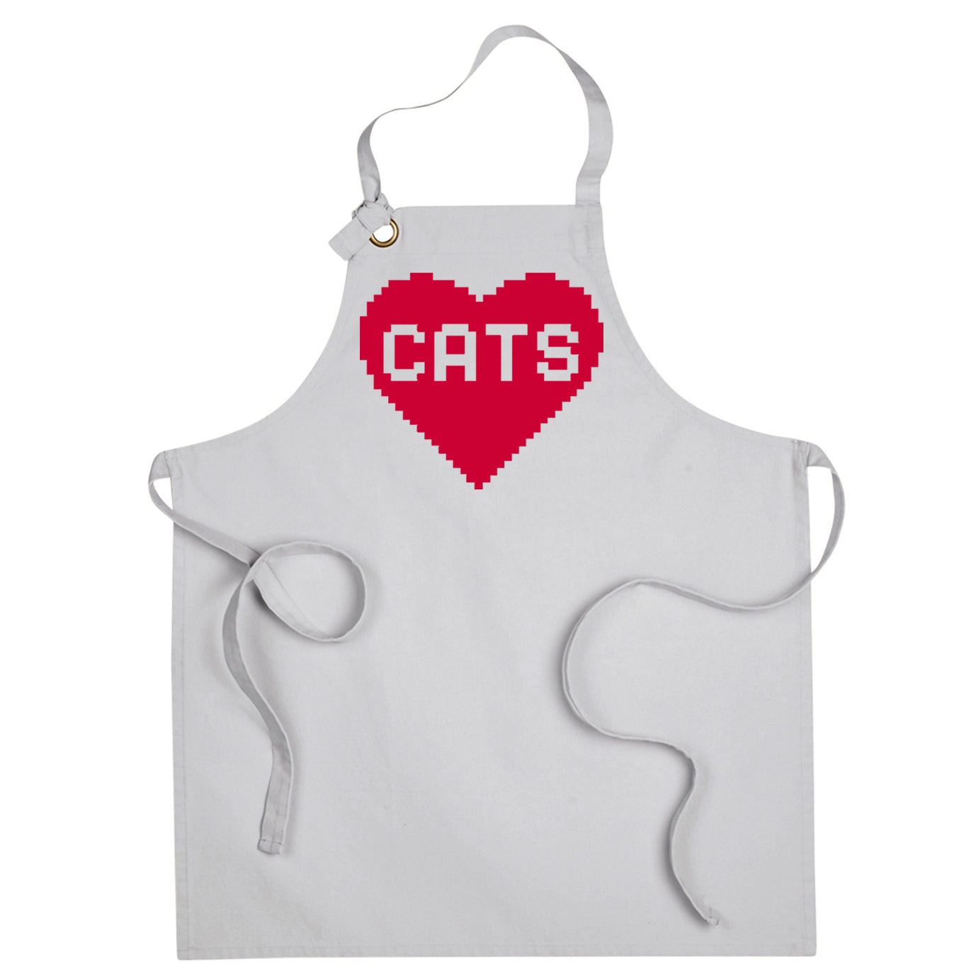 Cat Lover Aprons:  8 Bit Cat Heart Design for Adults in Cotton Canvas