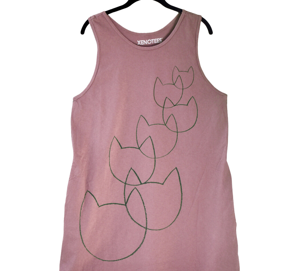 Pink Rose Cat Lady Dress with Pockets for Cat Mom