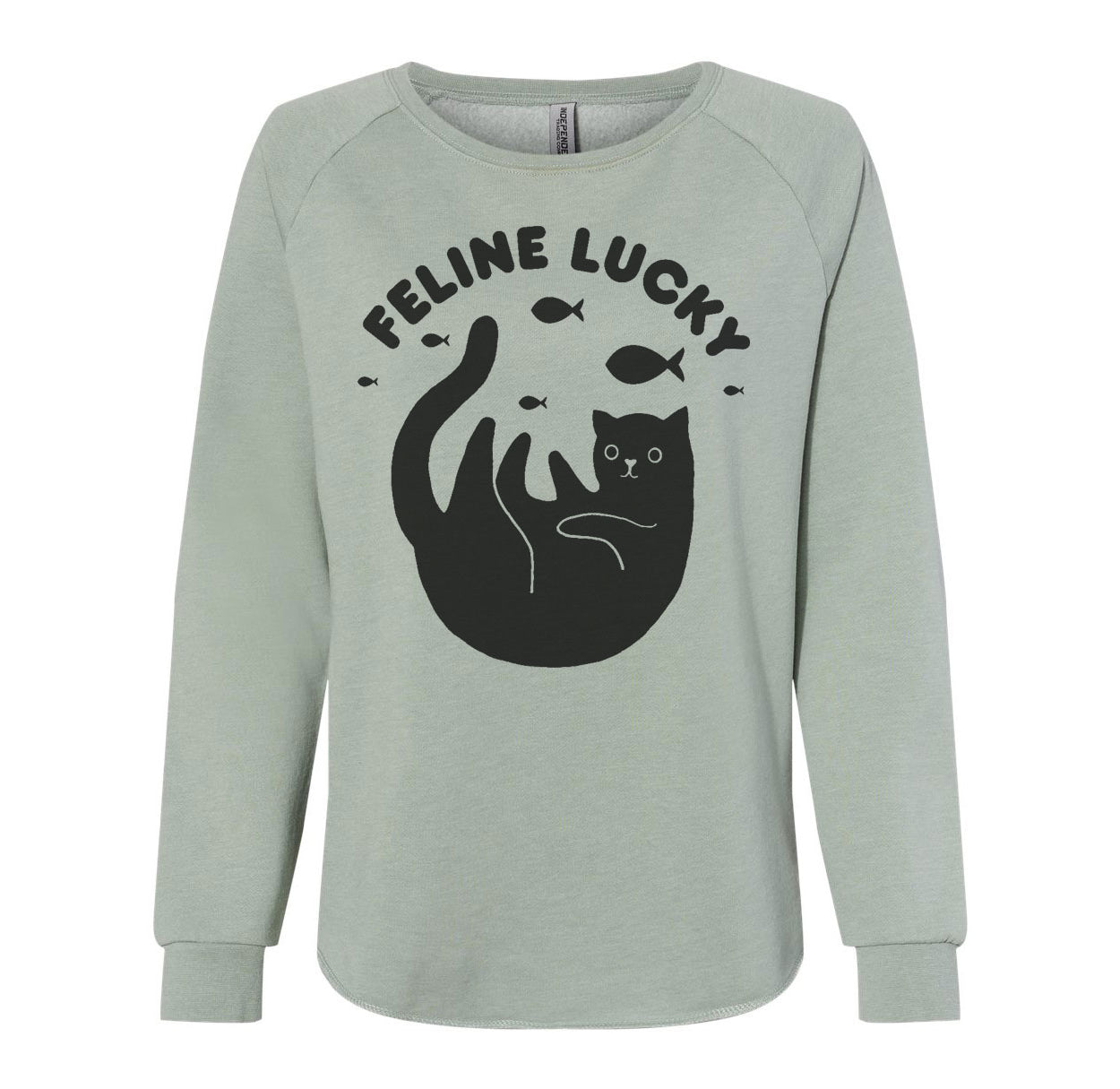 Women's Feline Lucky Crewneck Cat Lover Sweatshirt Sweatshirts Xenotees