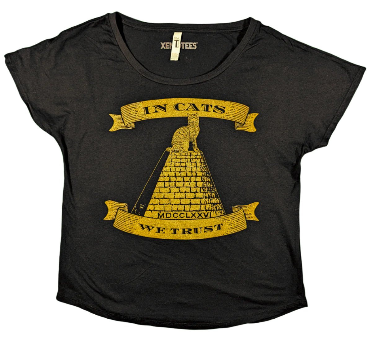 Women's In Cats We Trust Vintage Style Dolman T shirt Womens Clothing Xenotees
