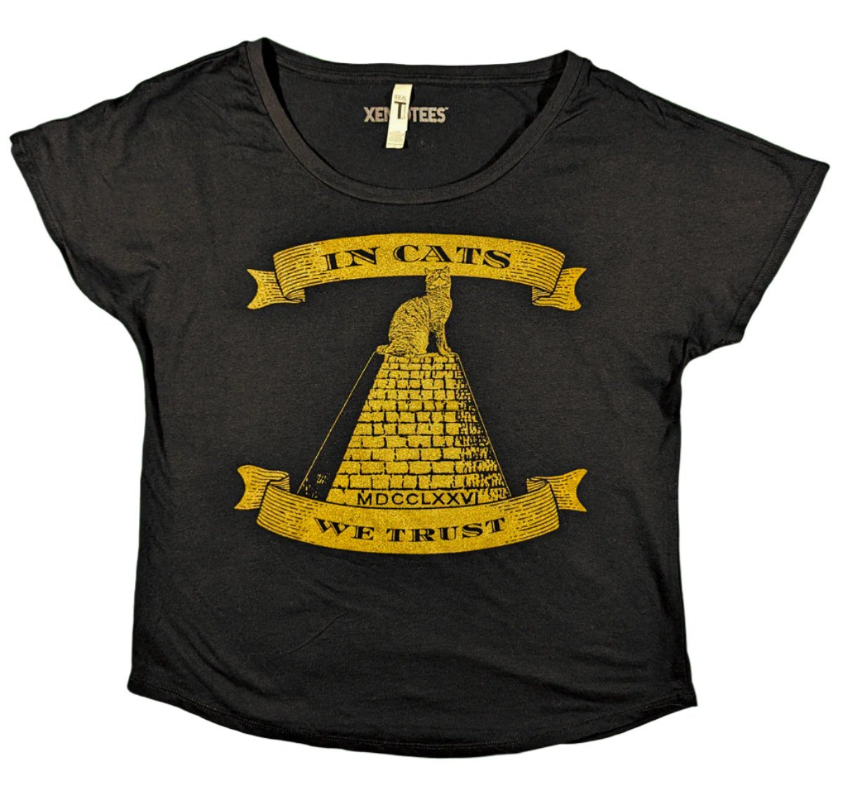 Women's In Cats We Trust Vintage Style Dolman T shirt Womens Clothing Xenotees