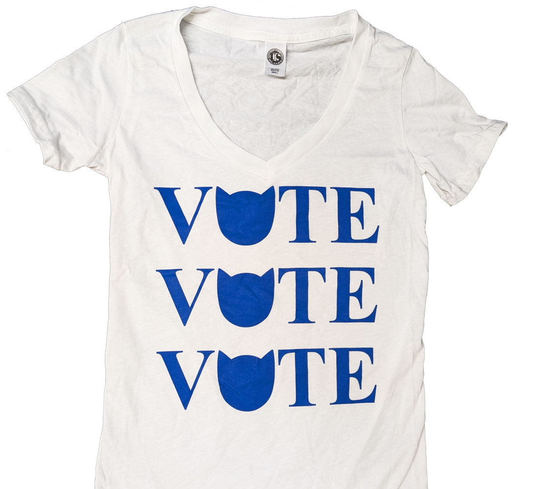 Women's Vote for Cats V-neck T-shirt Womens Clothing Xenotees