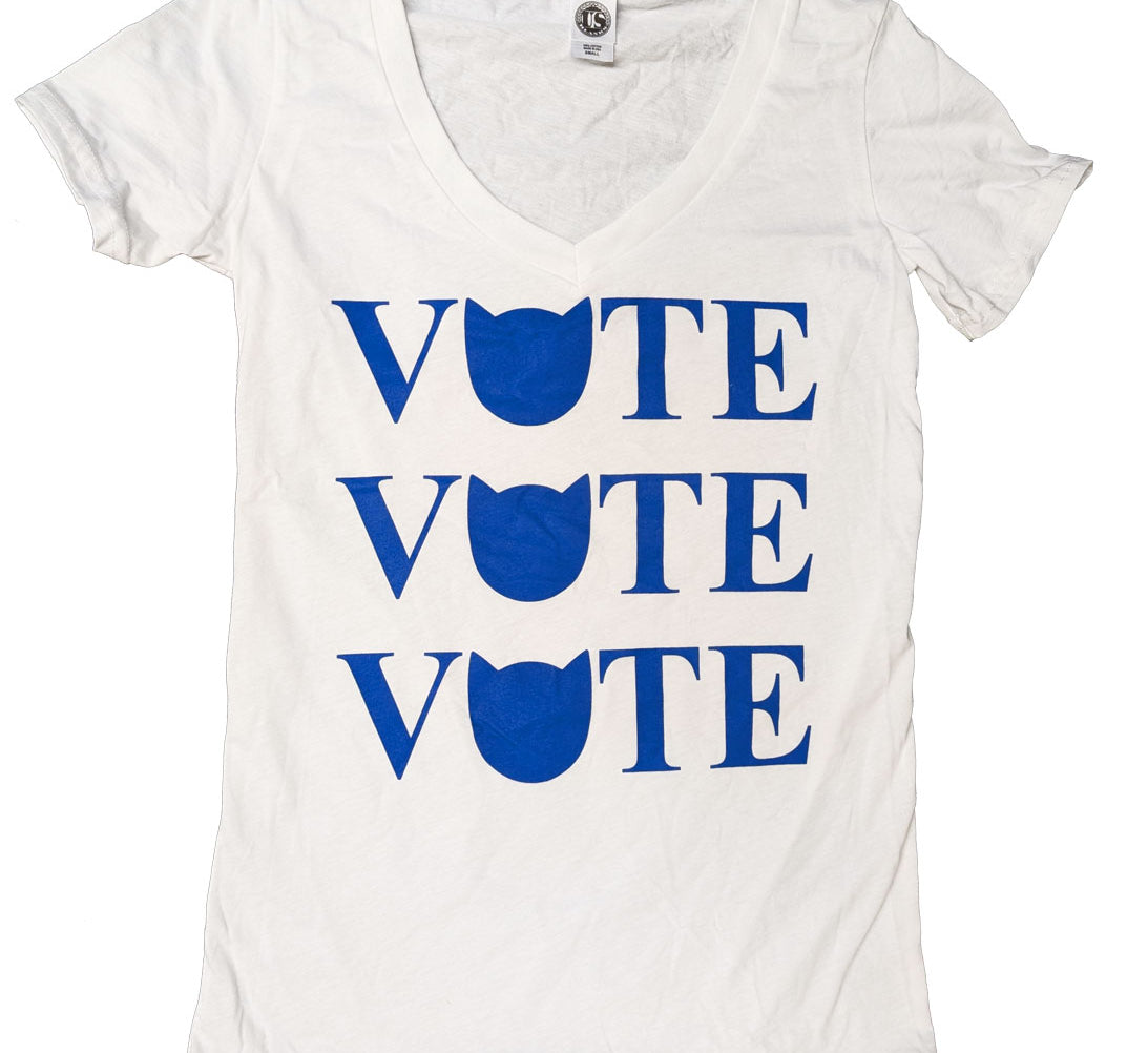 Women's Vote for Cats V-neck T-shirt Womens Clothing Xenotees