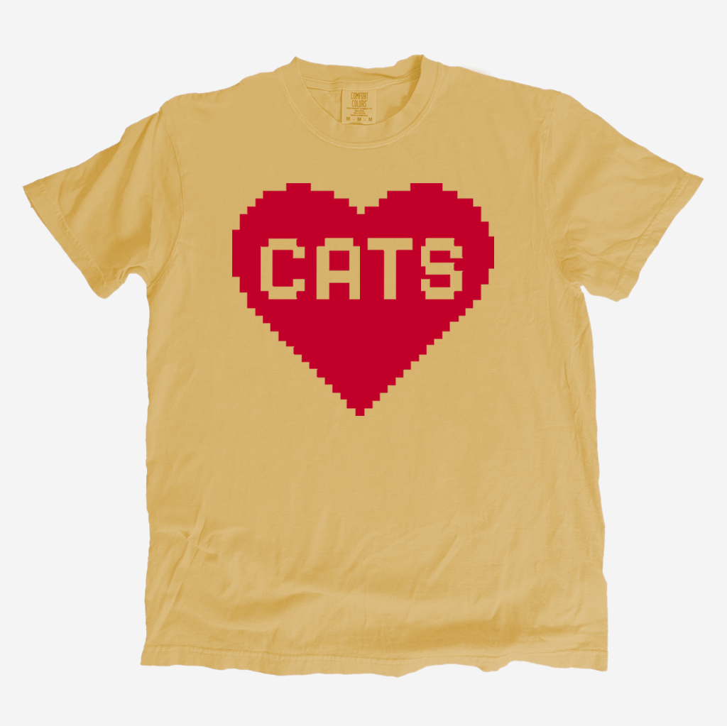 Pixel Heart Cats T-Shirt Men Tshirts Xenotees