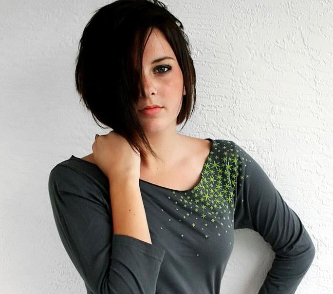 Star Moss Womens Boatneck Shirt by Xenotees