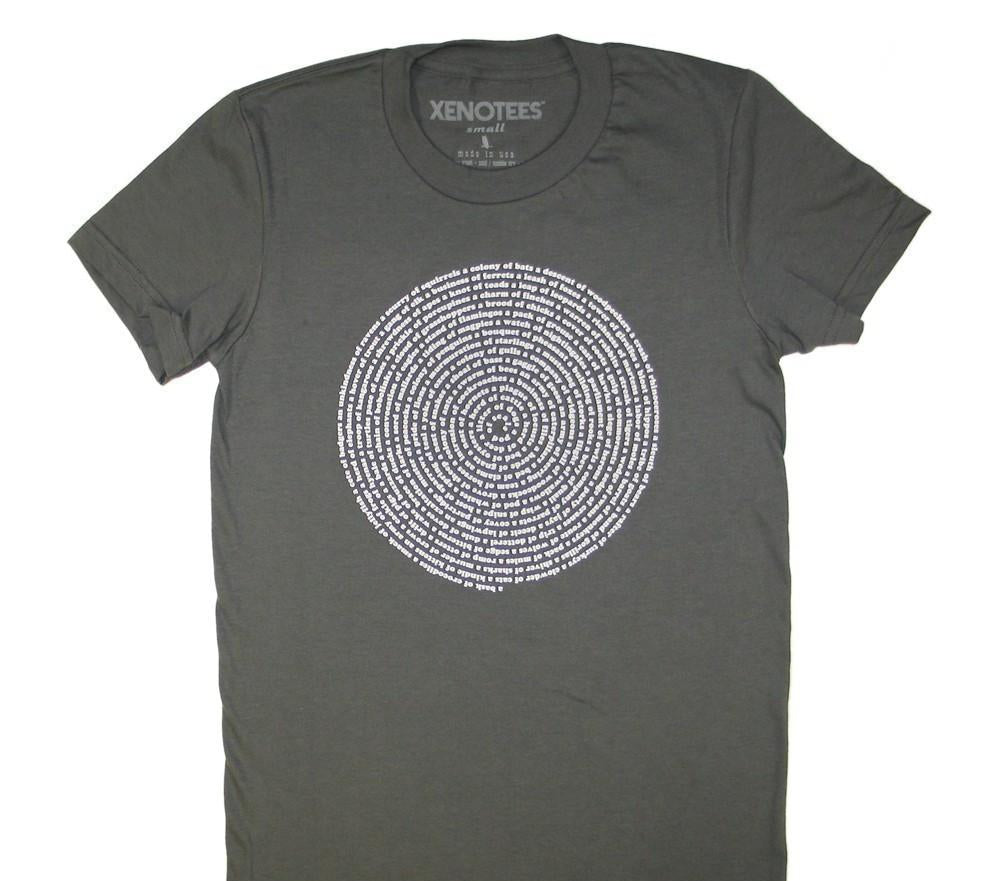 Charcoal Gray Animal Collective Nouns Womens T-shirt by Xenotees