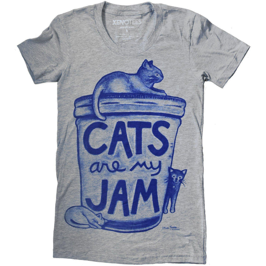 Cats are my Jam Womens T shirt by Xenotees