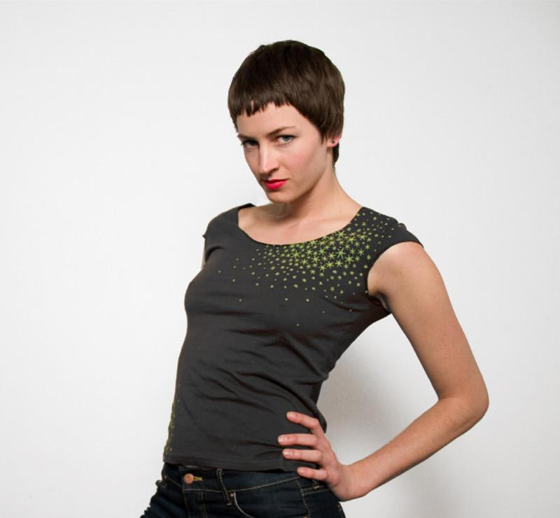 Star Moss Womens Sleeveless Shirt by Xenotees