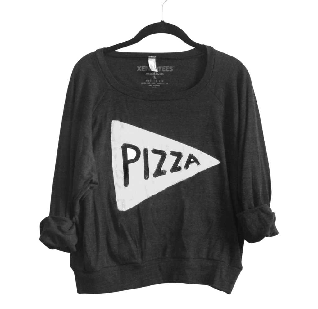 Pizza Womens Pullover Shirt in Black Womens Clothing Xenotees