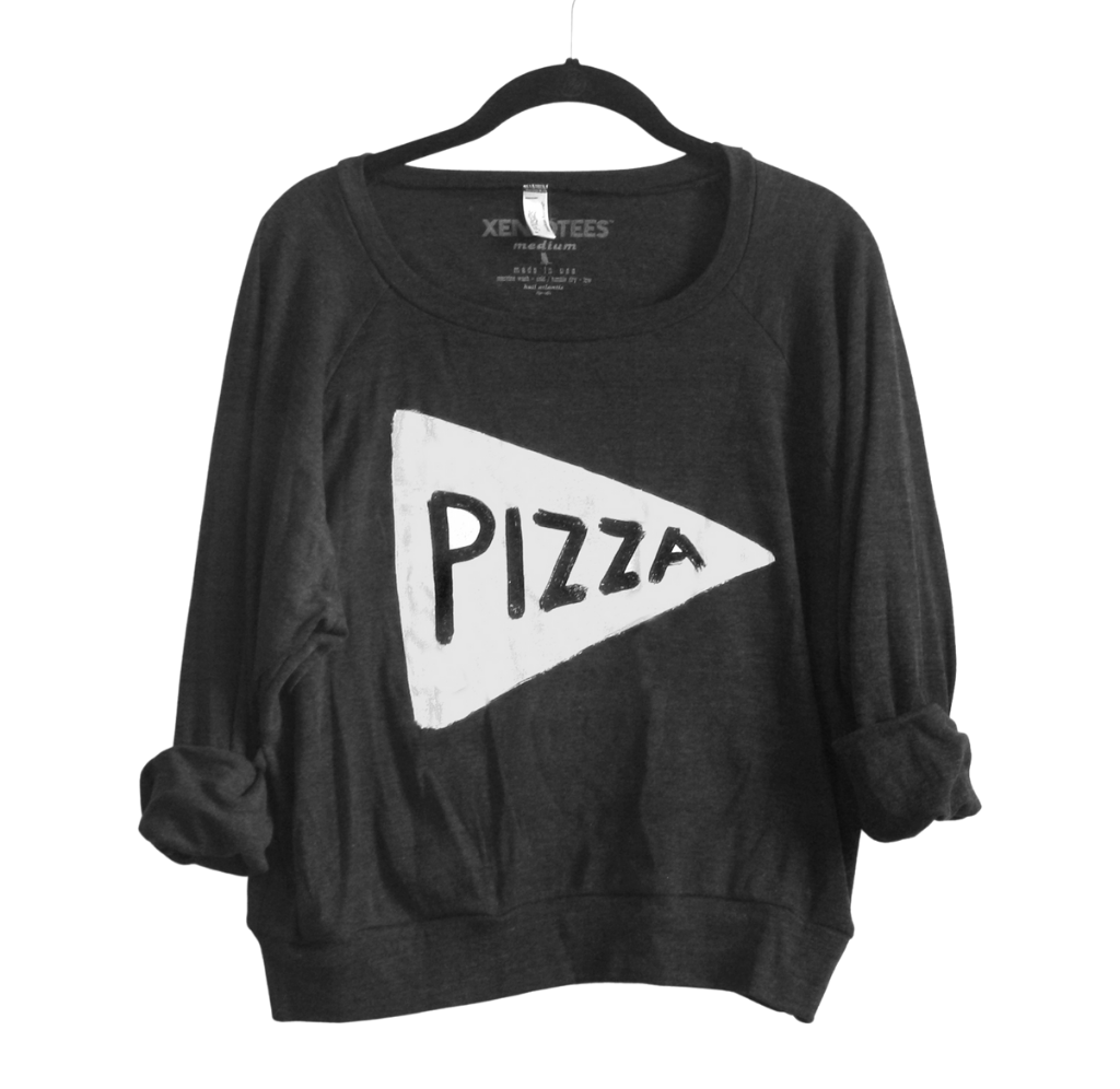 Pizza Womens Pullover Shirt in Black Womens Clothing Xenotees