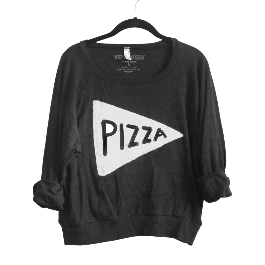 Pizza Womens Pullover Shirt in Black Womens Clothing Xenotees