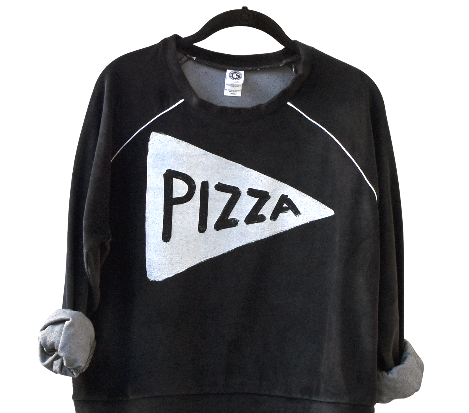 Womens Pizza Themed Vintage Velour Track Sweatshirt