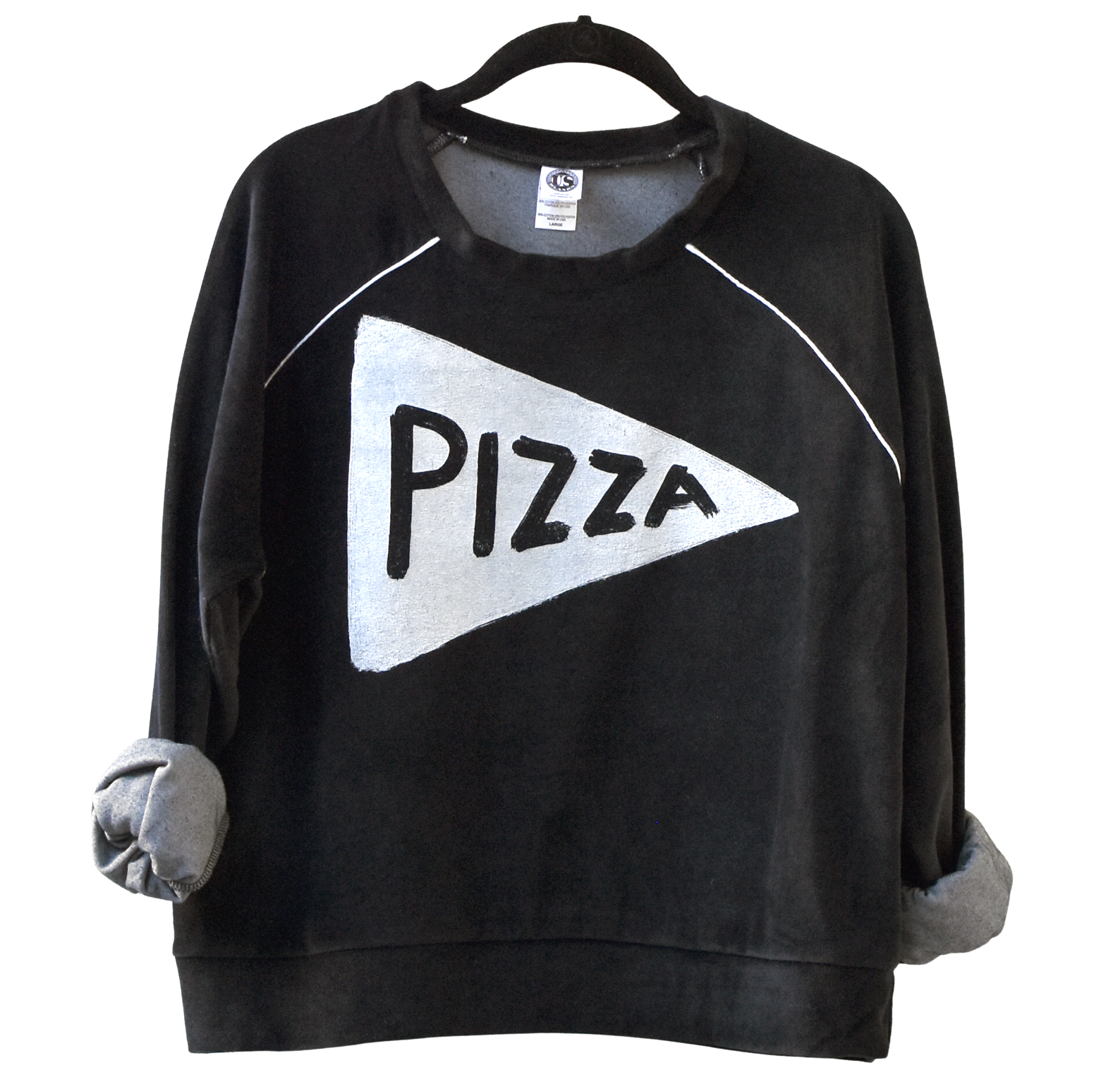 Womens Pizza Themed Vintage Velour Track Sweatshirt