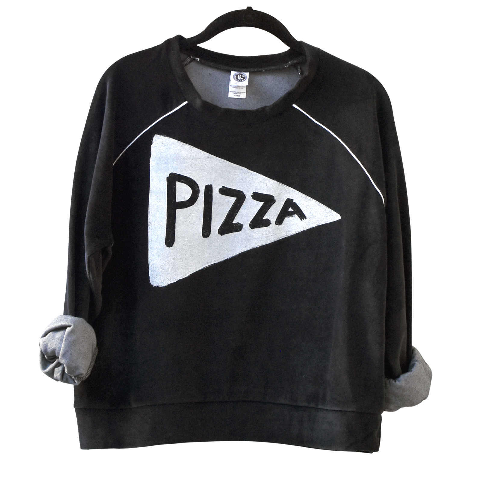 Womens Pizza Themed Vintage Velour Track Sweatshirt