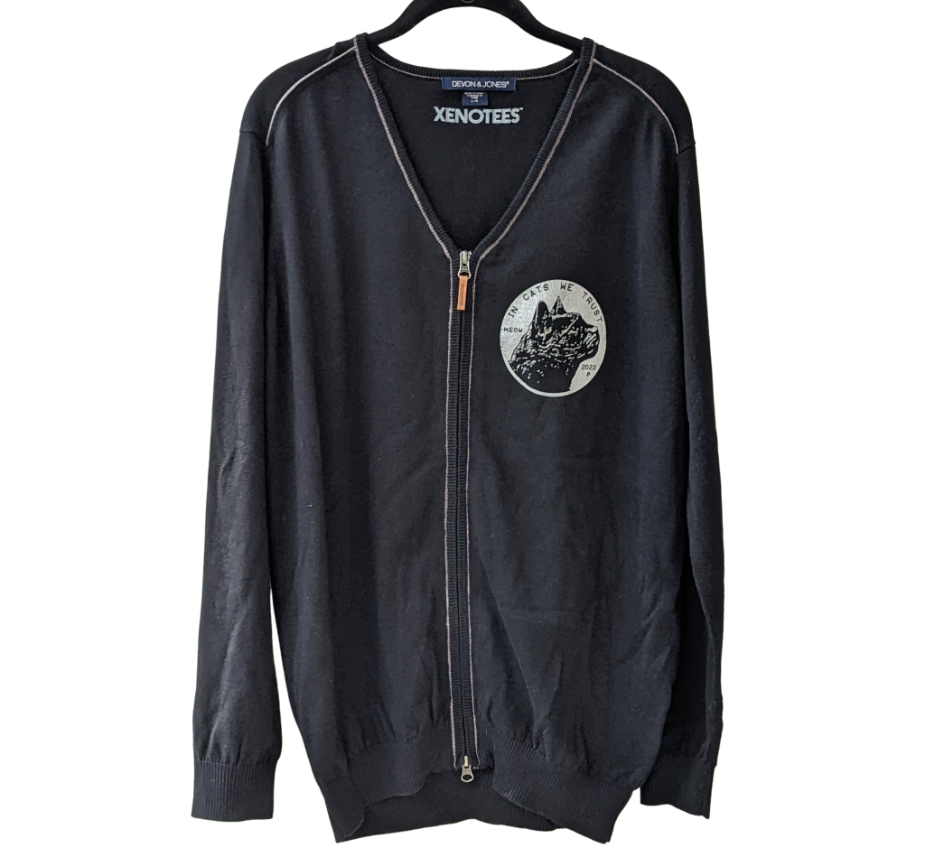 Cat Coin Black Cardigan Zipper Sweater Sweater Xenotees