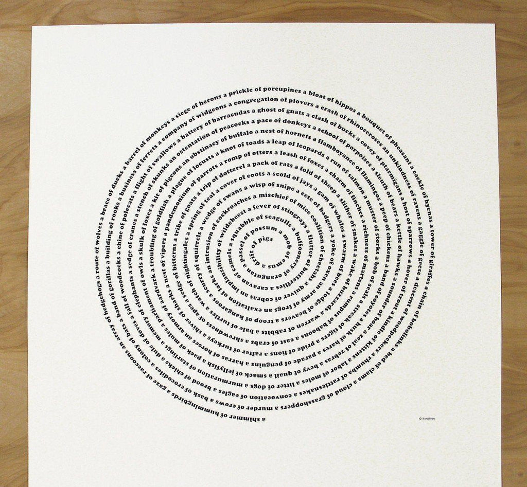 Animal Collective Group Nouns- Montessori Teacher Gift Wall Art Print
