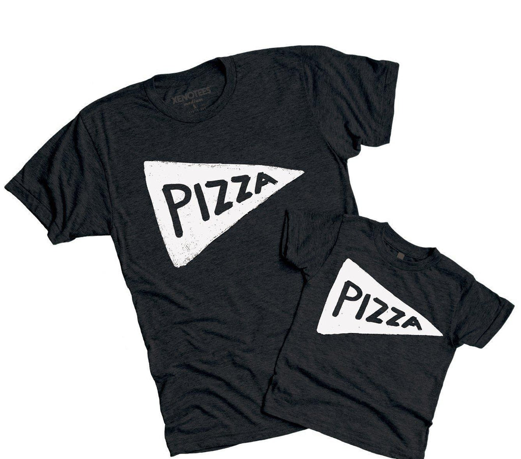 Father Child Matching Pizza Slice TShirts / Black by Xenotees