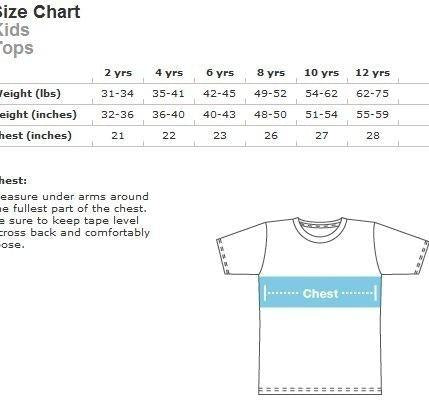 kids graphic t shirt size chart by age