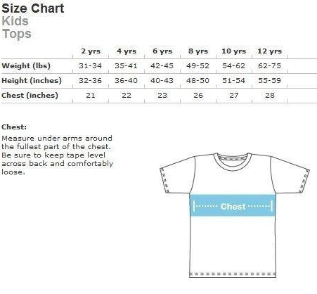 kids graphic t shirt size chart by age