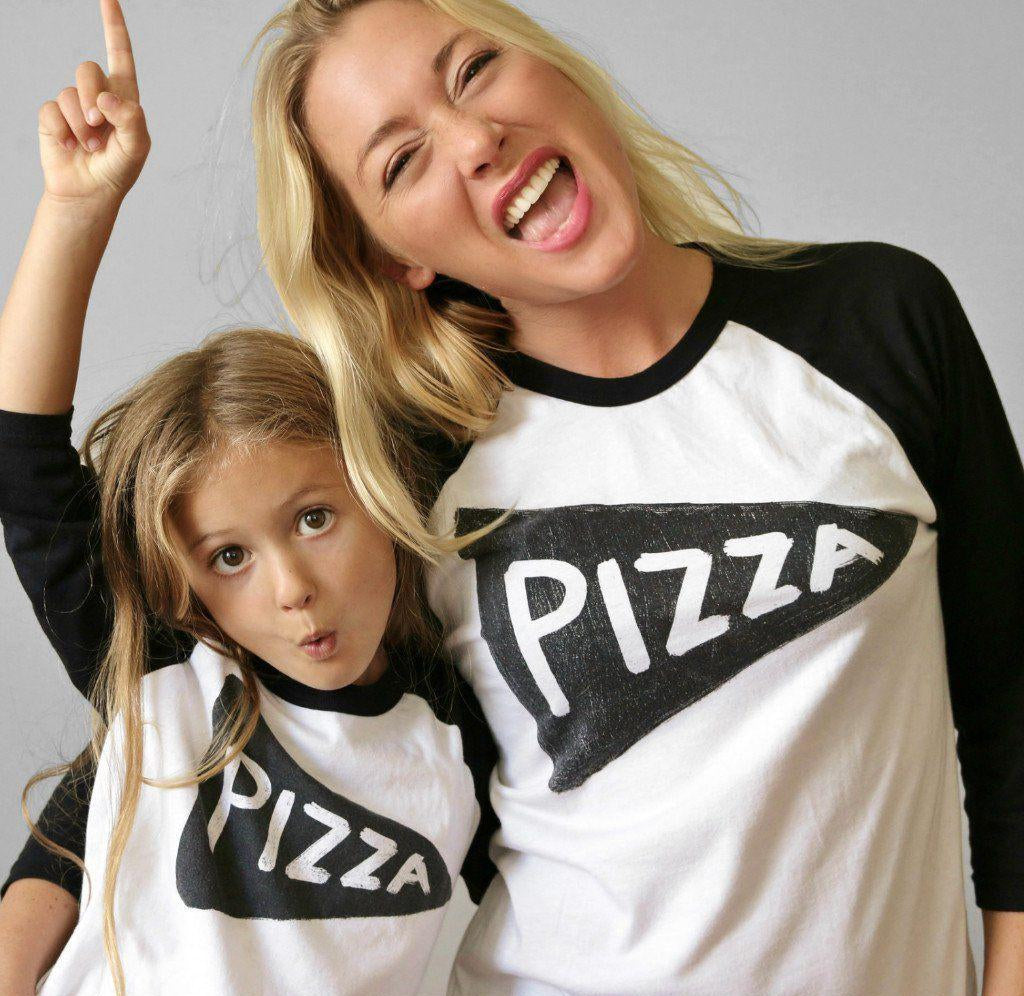 Father Son Daughter Matching Family Pizza Slice Baseball Jersey Shirt Set by Xenotees