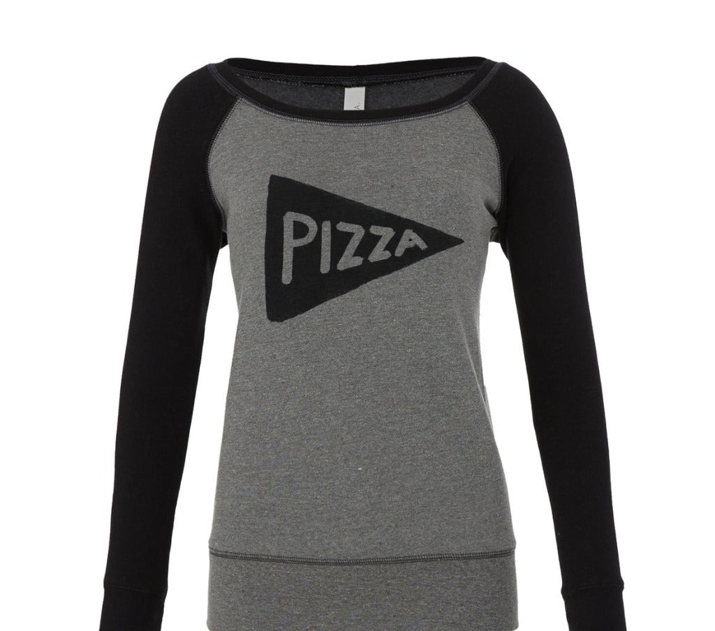 Womens Wide Neck Pizza Sweatshirt by Xenotees