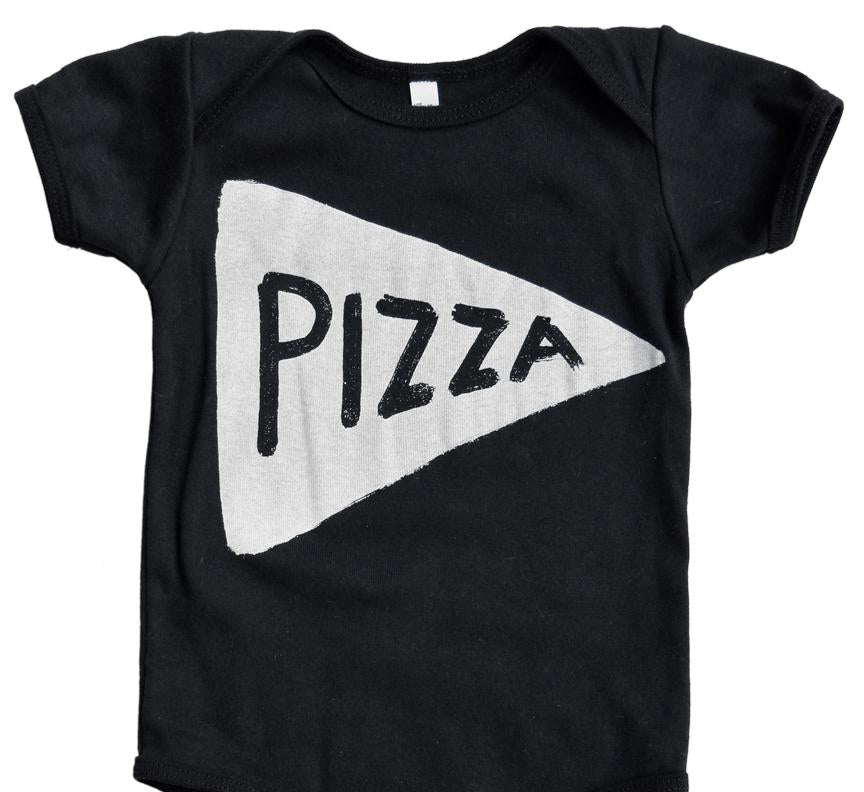 Pizza Baby Onesie in Black Kids Clothing Xenotees