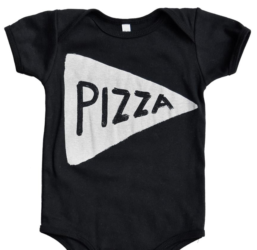 Pizza Baby Onesie in Black by Xenotees