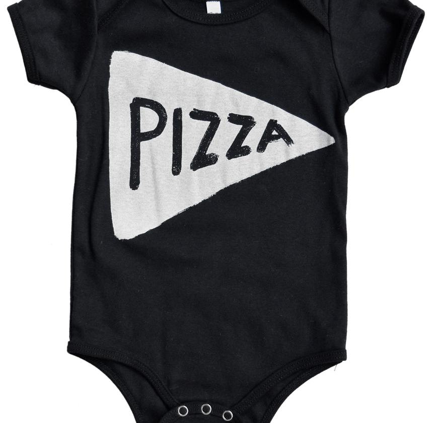 Pizza Baby Onesie in Black Kids Clothing Xenotees