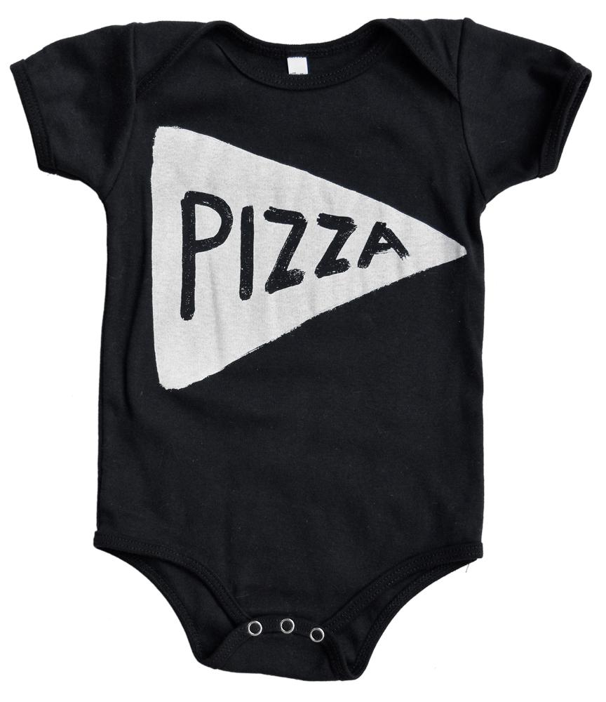Pizza Baby Onesie in Black by Xenotees