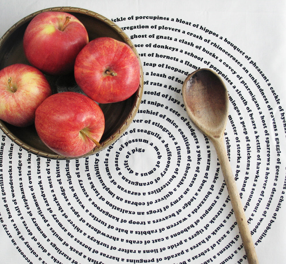 Animal Collective Nouns Flour Sack Kitchen Towel by Xenotees